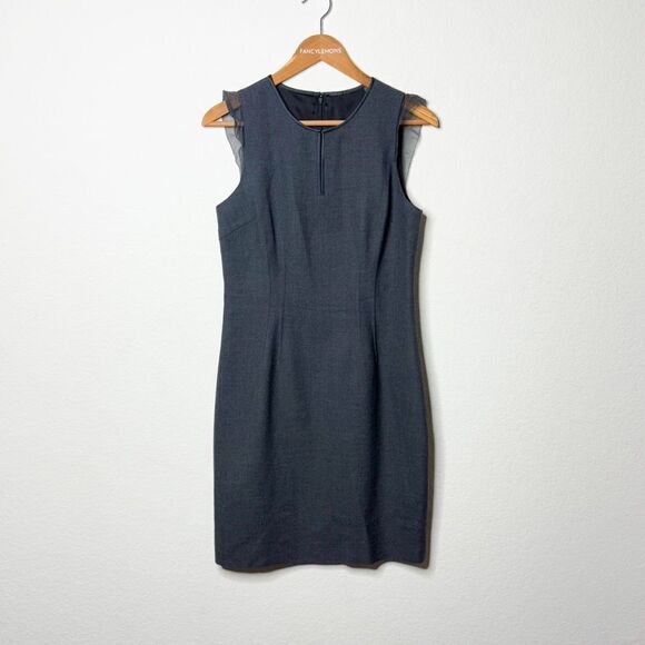 Elie Tahari Women's Sleeveless Wool Blend Sheath Dress w/Silk Sleeve Ruff Size 6 - Picture 1 of 10